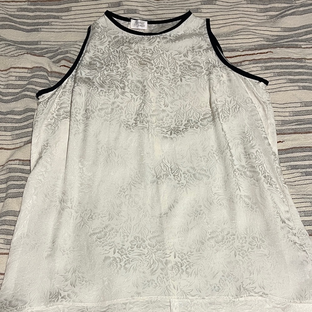 Silk White Floral Sleeveless Blouse